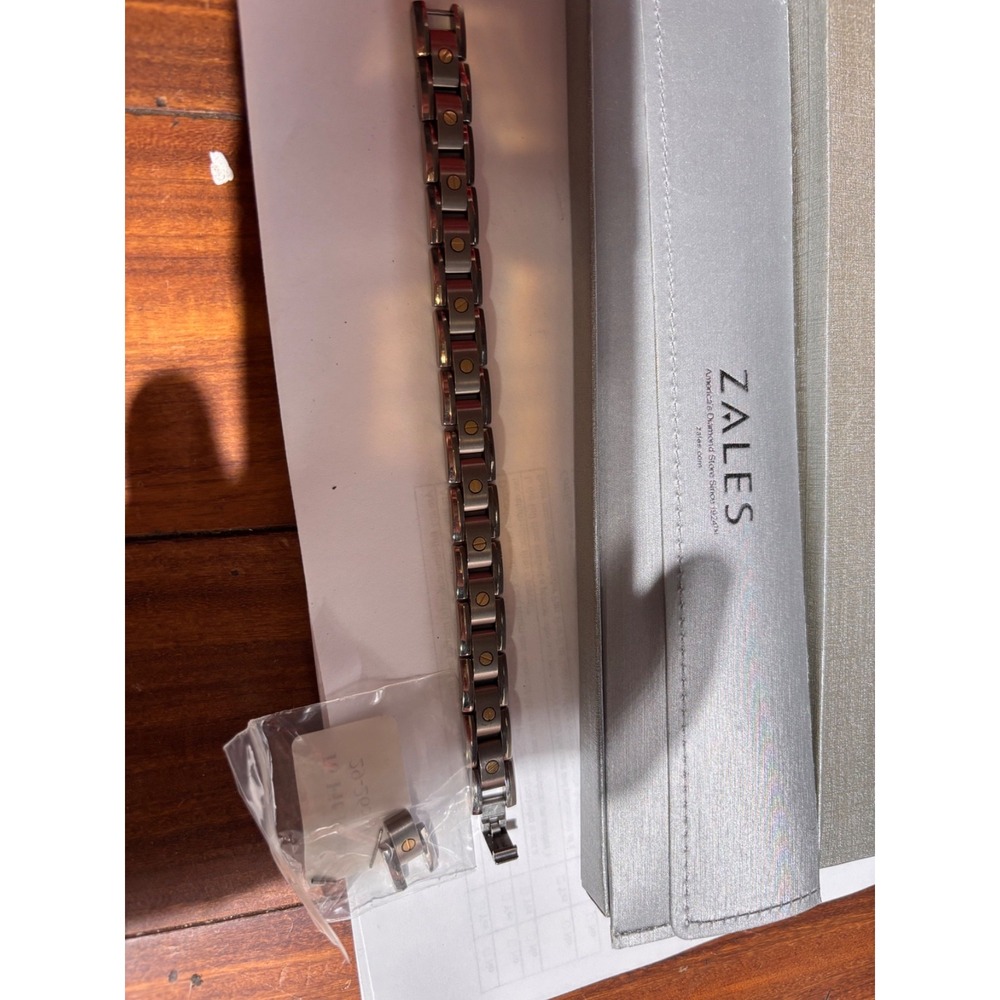 Zales   Titanium 14K gold  Bracelet 7.5" Stainless Clasp